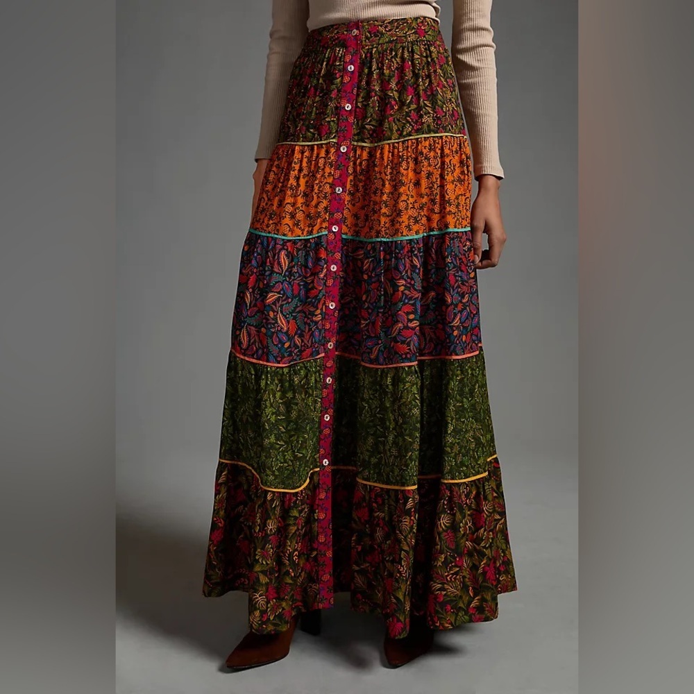 FARM Rio Pineapple Tropical Print Maxi Skirt M